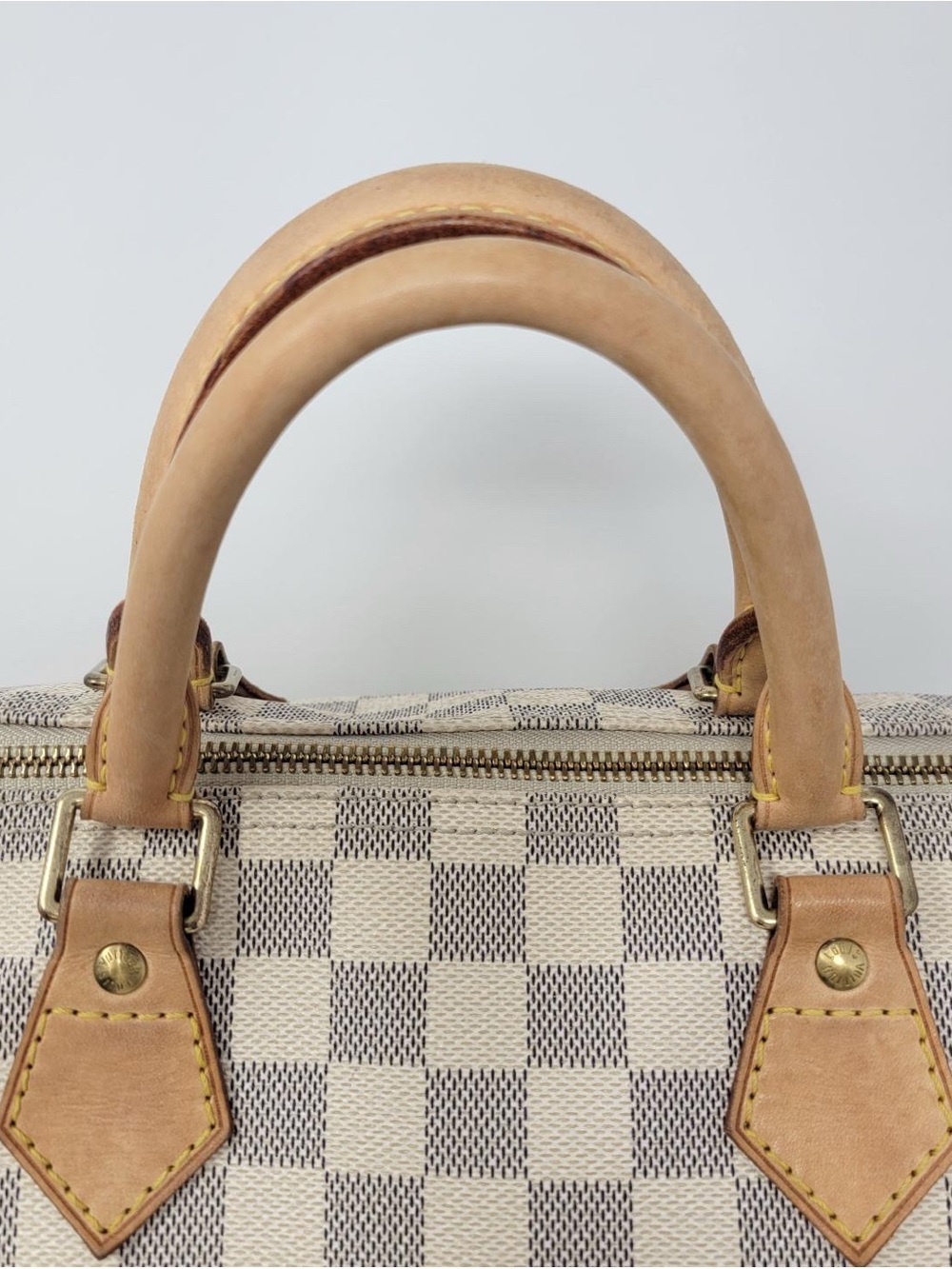 Louis Vuitton Cream and Tan Checkered Satchel - Picture 3 of 12